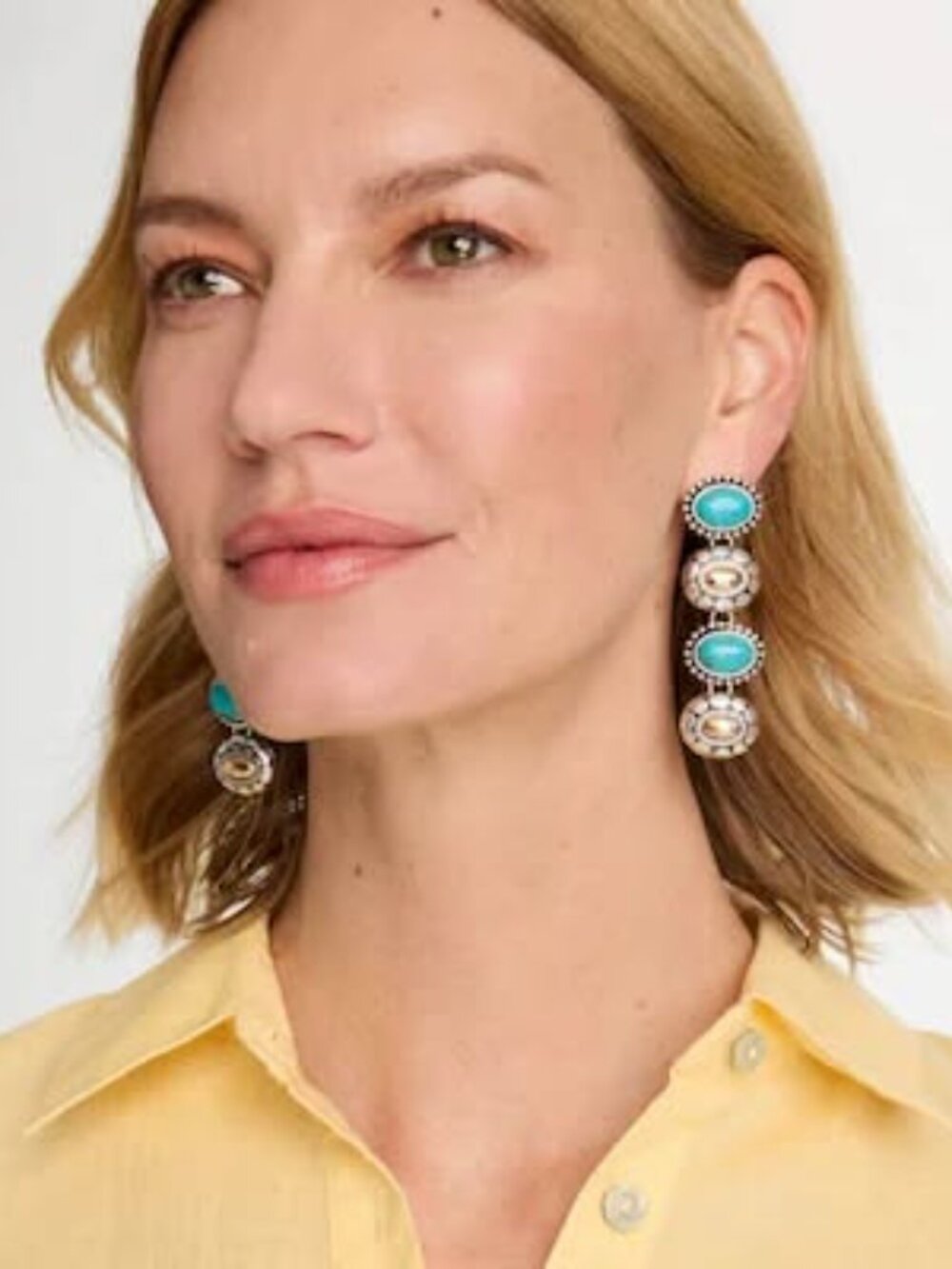 NWT CHICO'S Turquoise Mixed Metal Collar Necklace and earrings - Picture 3 of 4